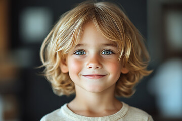 portrait of an white little boy with a smile