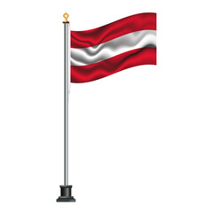 Wall Mural - Austrian flag waving on a flagpole, isolated on transparent or white background, vector illustration. The national flag of Austria.