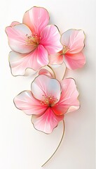 Wall Mural - This vibrant oil painting of pink flowers is perfect for greeting cards and wall decor, capturing natures elegance with exquisite detail, enhancing any space and bringing joy to admirers