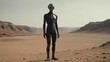 © RobinsonIcious - humanoid alien standing on martian landscape and wearing a black suit