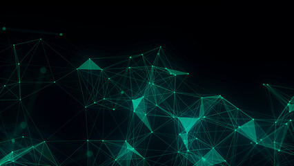 Leinwandbilder - Network connection structure. Green science background. Abstract digital background. Big data visualization. 3d rendering.