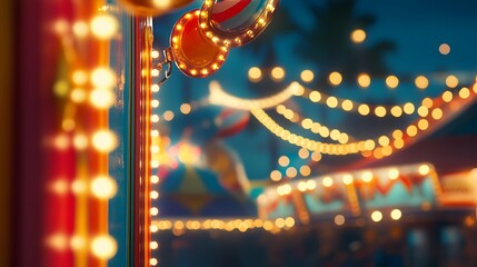 Poster - Carnival Lights Sparkle at Dusk with Space for Your Words






