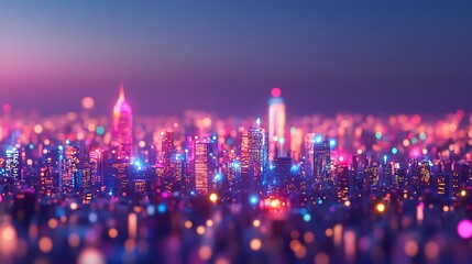Poster - A vibrant, colorful festival lights over a cityscape with a clear area for text 