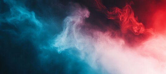Poster - A dynamic and vibrant blend of red and blue smoke is creating a truly ethereal digital artwork experience