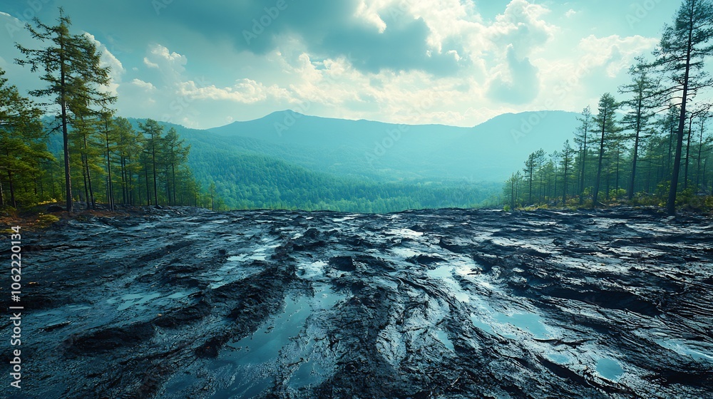 Altering Forests Layers of ash deposited ancient riverbanks covering forests affecting ...