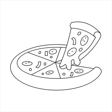 Pizza fast food art for coloring pages illustration vector