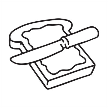 Buttered slice of toast food art for coloring pages illustration vector