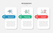 © Teerapat - Business infographic template. 3 Step timeline journey. Process diagram, 3 options on white background, Infograph elements vector illustration.