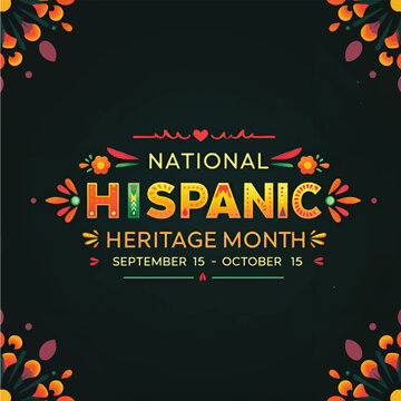 National Hispanic Heritage Month with dark background illustration vector