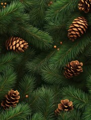 Wall Mural - christmas background with fir tree and decoration
