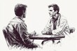 © cherreshnya - Minimalistic illustration of a doctor consulting a patient in a clinical setting