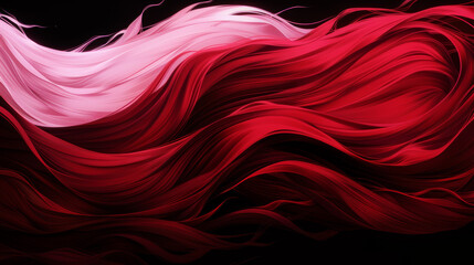 Canvas Print - Abstract red and pink flowing fabric on a black background.