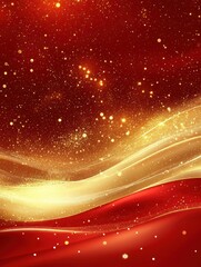 Wall Mural - gold christmas and new year typographical on red xmas background with winter landscape with snowflak