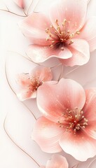 Wall Mural - This beautifully crafted oil painting features delicate pink blossoms, ideal for spring and summer decor, adding a delightful touch of nature and catching the eye of anyone who enters