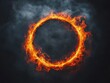 © Sergey - A dramatic image of a large, fiery circle with intense flames against a dark, cloudy background, creating a surreal and dynamic atmosphere.