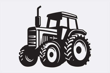 A black vector of a tractor silhouette.