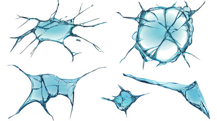 Poster - transparent glass objects with cracks on white background generative ai