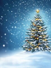 Wall Mural - christmas blue background with snow.