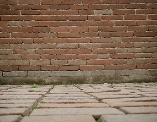 brick wall  and concrete floor ground dirty wall