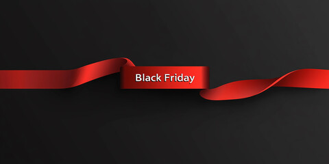 Poster - Red tape with the inscription Black Friday on a black background