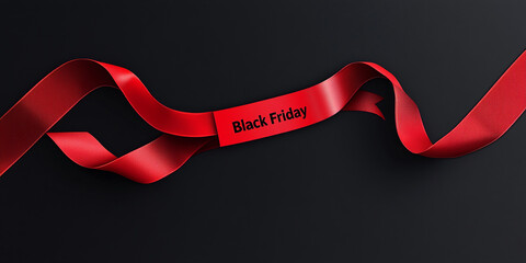 Poster - Red tape with the inscription Black Friday on a black background