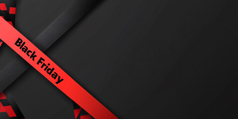 Poster - Red tape with the inscription Black Friday on a black background