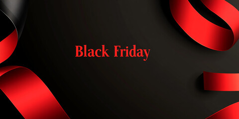 Poster - Red tape with the inscription Black Friday on a black background