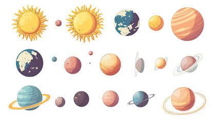 Poster - Collection of Celestial Bodies Featuring Planets Moons and Suns Generative AI