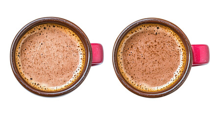 Poster - Chocolate Cups With Hot Beverages Aerial View Generative AI