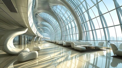 Poster - modern airport terminal boasting cutting-edge technology and spacious design