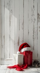 Poster - Warm holiday spirit with festive gifts and decorations in a cozy living room setting