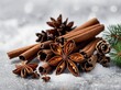 © PixelVision - A cluster of Christmas spices like cinnamon star anise and cloves arranged together evoking the warm inviting scents of the holiday season