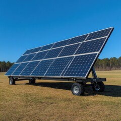 a mobile solar panel array on a sunny day, showcasing renewable energy technology.