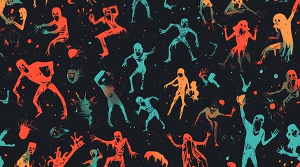 Halloween haunting teal backdrop adorned with simple witch silhouettes