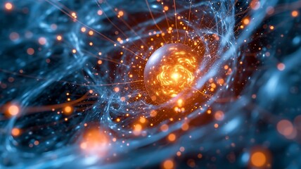 Poster - quantum physics enigma unveiled: illustrations of tiny and powerful forces