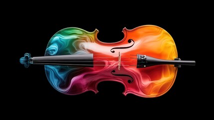 Poster - An abstract representation of a cello enveloped in a vibrant spectrum of colors and smoke, highlighting the creativity and freedom inherent in artistic pursuits.