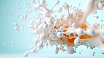 Poster - This image captures white blobs in a splash formation against a blue background, illustrating dynamic motion and energy, evoking creativity and vibrancy in a modern style.