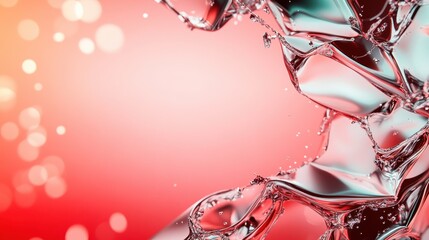 Poster - Dynamic abstract shapes are elegantly depicted against a vibrant red and orange backdrop, capturing a sense of fluidity and movement in modern art style.