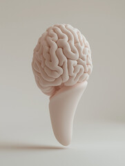 strange 3d brain model statue with neutral colours