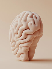 strange 3d brain model statue with neutral colours