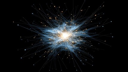 Fototapete - A mesmerizing display of glowing blue connections and dots forms an abstract network against a dark background, illustrating technology.
