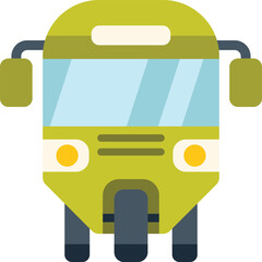 Poster - green bus front view, public transportation vehicle, urban transport isolated on white background