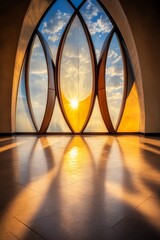 Wall Mural - A large window with a view of the sky through it