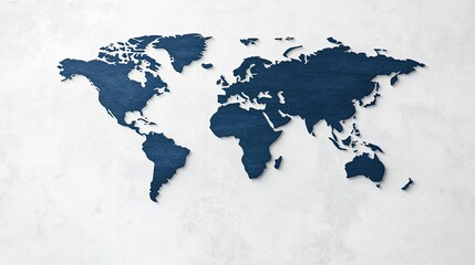 Poster - A flat world map features blue network connections on a textured grey background, emphasizing global communication and connectivity