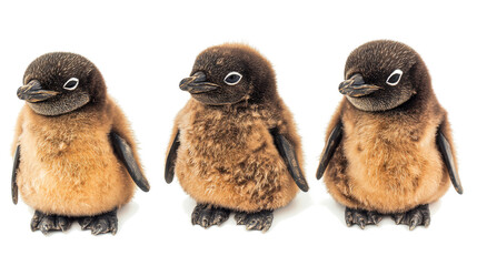 Poster - Adorable Penguin Chicks Standing in a Row on a Transparent Backdrop Generative AI