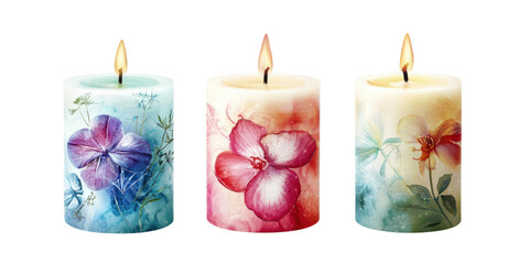 Wall Mural - set of candle with isolated transparent background.