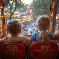 Wall Mural - children on ferris wheel