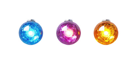 Wall Mural - set of christmas light decoration isolated on transparent background, png elements collection.