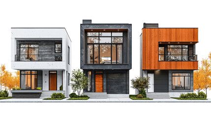 Wall Mural - set of modern house isolated on transparent background, png elements collection.