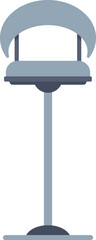 Poster - Simple modern bar stool standing on one leg with footrest and back support, isolated on white background